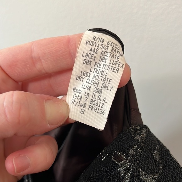 Y2K 1990’s Caren Desiree Black A Line Lace Open Back Cocktail Dress 8 Petite - Picture 3 of 5